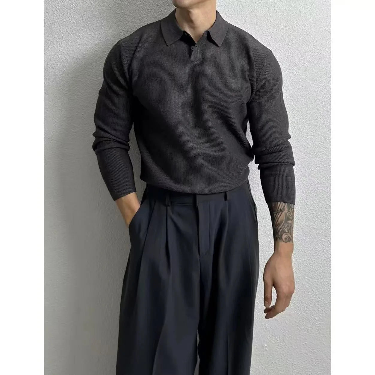Spring casual men's top, youth fashion formal long sleeved shirt